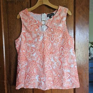 Harper 241 Orange Linen Tunic L Coastal Grandma Boho Summer Beach Top